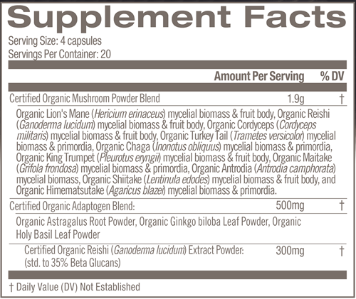 Mushroom Master Blend Capsules (Om Mushrooms) 80 capsules supplement facts