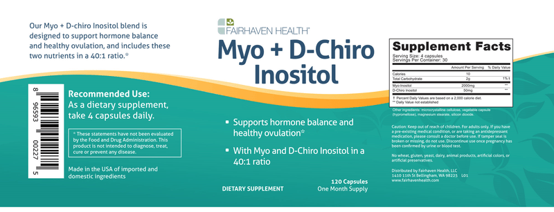 Myo + D-Chiro Inositol (Fairhaven Health) Label