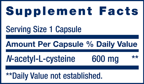 N-Acetyl-L-Cysteine (Life Extension) Supplement Facts