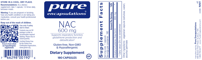 NAC (n-acetyl-l-cysteine) 600 mg 180 Count