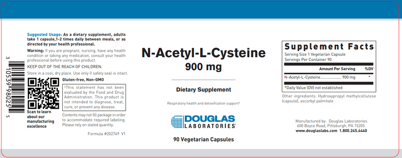 N-Acetyl Cysteine (900 Mg) (Douglas Labs) Label