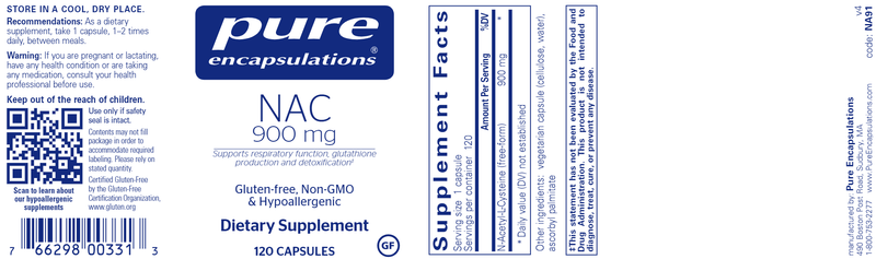 NAC (n-acetyl-l-cysteine) 900 mg 120 Count