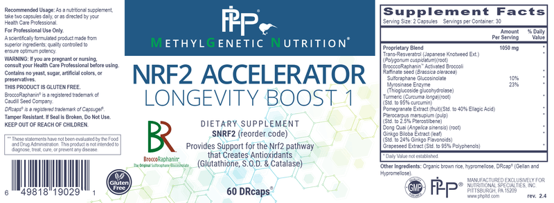 NRF2 Accelerator Professional Health Products Label