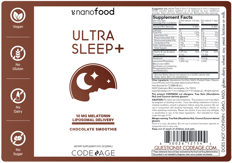 Nanofood Liposomal Ultra Sleep + Codeage Label