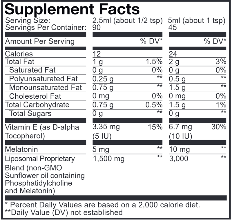 Nanofood Liposomal Ultra Sleep + Codeage Supplement Facts