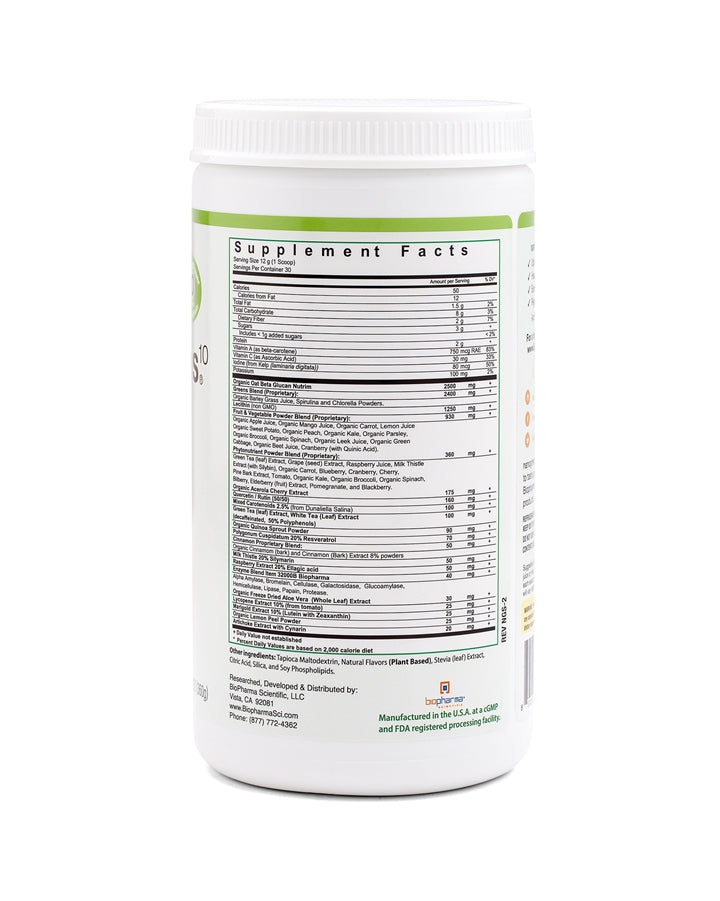 Nanogreens10 Strawberry 12.7 oz (BioPharma Scientific) Side