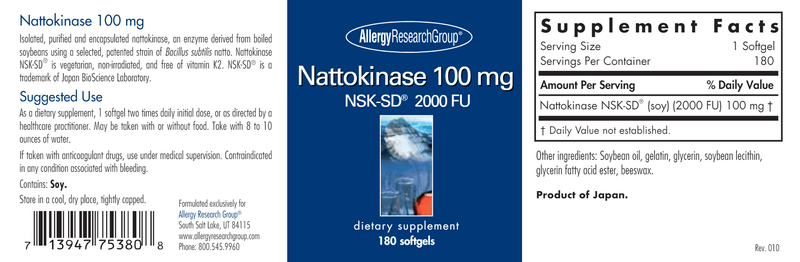 Nattokinase 100 mg NSK-SD® 180 Count