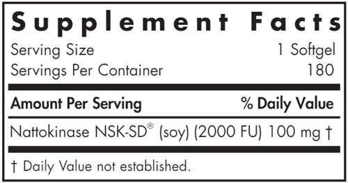 Nattokinase 100 mg 180ct Allergy Research Group supplement facts