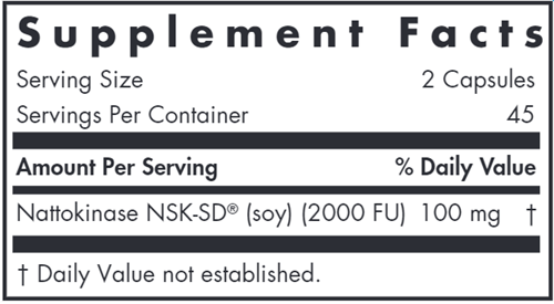 Nattokinase 50 mg 90 caps Allergy Research Group supplement facts