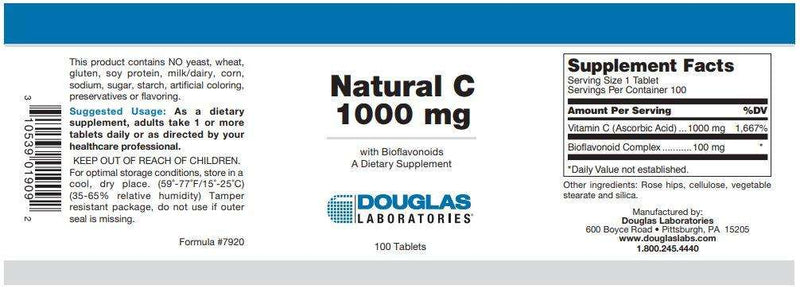 Natural C 1000 Mg 100ct (Douglas Labs) Supplement facts