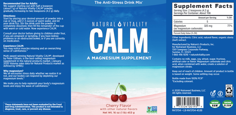 Natural Calm Cherry (Natural Vitality) 16oz Label