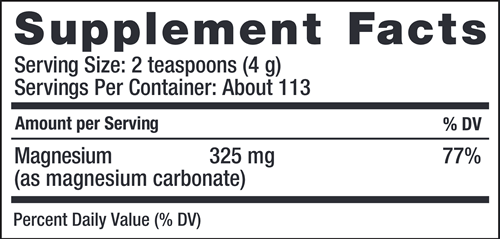 Natural Calm Raspberry-Lemon (Natural Vitality) 16oz Supplement Facts