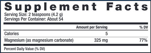 Natural Calm Raspberry-Lemon (Natural Vitality) 8oz Supplement Facts