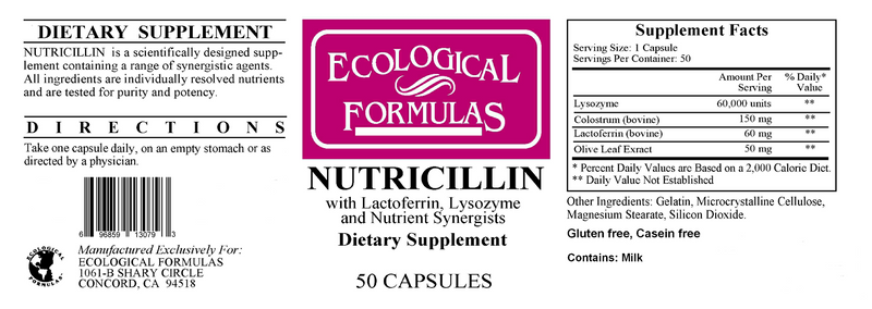 Nutricillin (Ecological Formulas) Label