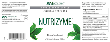 Nutrizyme 450 tabs (American Nutriceuticals, LLC) Label