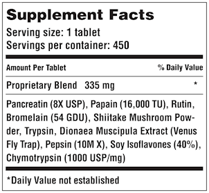 Nutrizyme 450 tabs (American Nutriceuticals, LLC) supplement facts