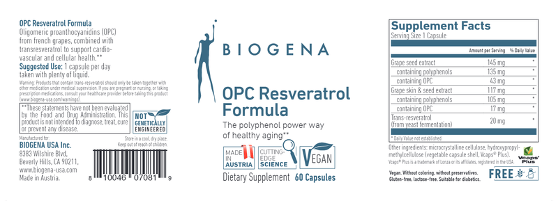 OPC Resveratrol Formula Biogena Label