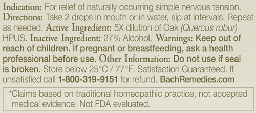 Oak Flower Essence (Nelson Bach) Ingredients