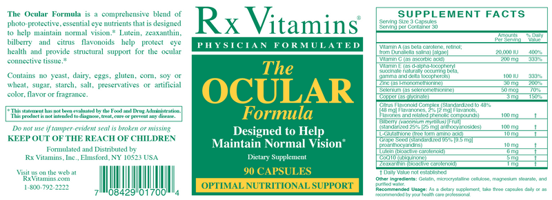 Ocular Formula (Rx Vitamins) Label