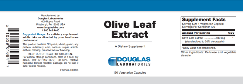 BACKORDER ONLY - Olive Leaf Extract 120 caps