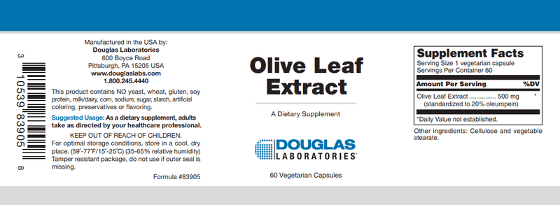 BACKORDER ONLY - Olive Leaf Extract 60 caps