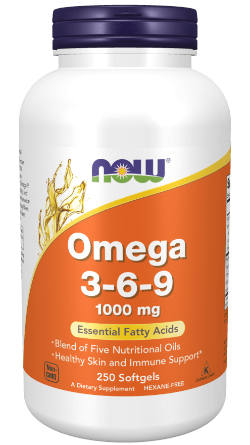 Omega 3-6-9 1000 mg 250 Softgels (NOW) Front