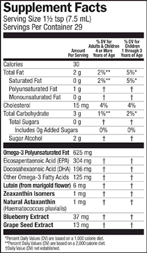 Omega Pals Omega Eye Tangerine (Barlean's Organic Oils) supplement facts