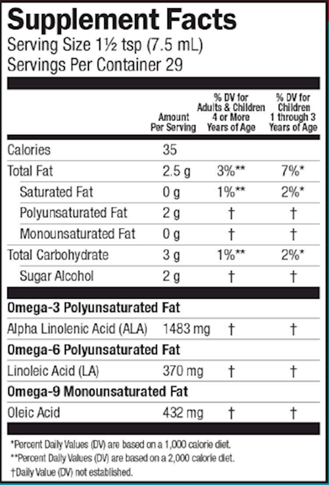 Omega Pals Straw-nana Flax Oil (Barlean's Organic Oils) supplement facts