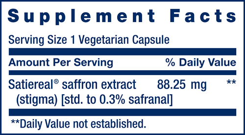 Optimized Saffron with Satiereal (Life Extension) Supplement Facts