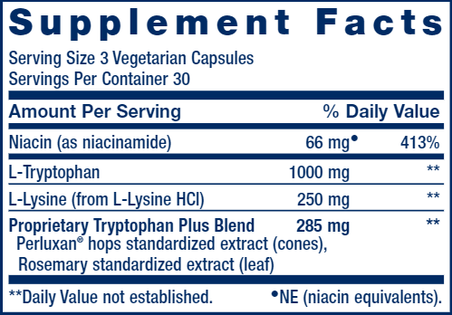 Optimized Tryptophan Plus (Life Extension) Supplement Facts