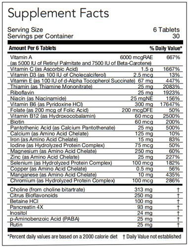 Optimox® Optivite® (Allergy Research Group) supplement facts