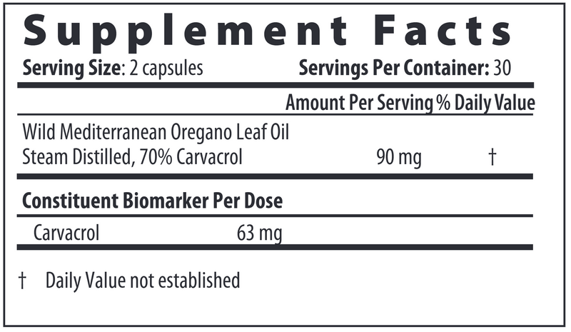 Oregano Oil Px (Restorative Formulations) Supplement Facts