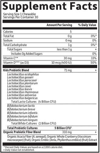 Organic Kids Probiotics Cooler Watermelon (Garden of Life) Supplement Facts