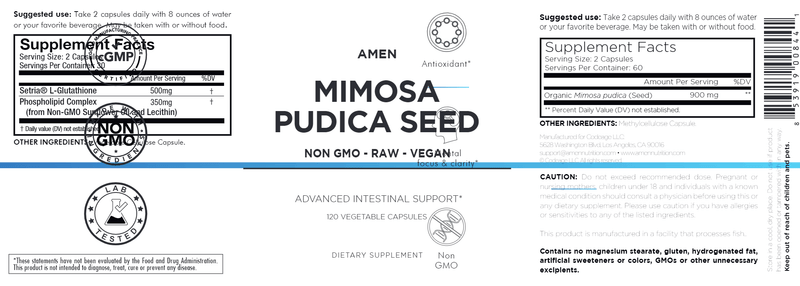 Organic Mimosa Pudica Seed Amen Label