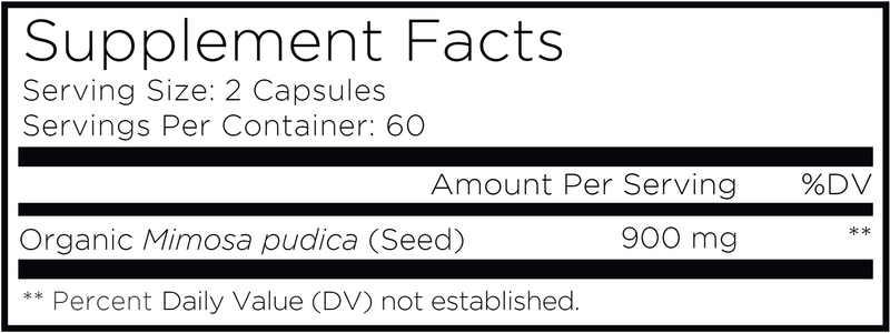 Organic Mimosa Pudica Seed Amen Supplement Facts