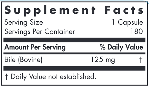 Ox Bile 125 mg (Allergy Research Group) supplement facts