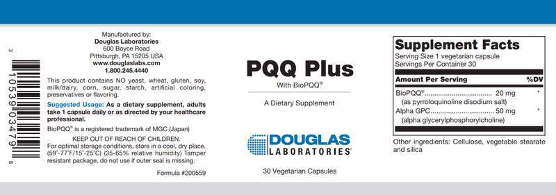 PQQ Plus Douglas Labs Label