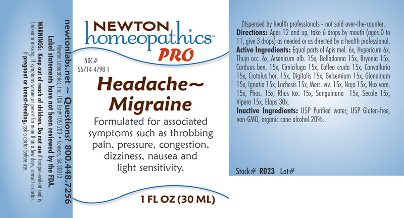 PRO Headache-Migraine (Newton Pro) Label