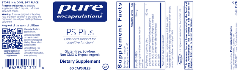 PS Plus 60's (Pure Encapsulations) label