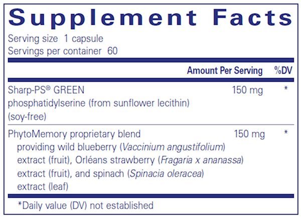 PS Plus 60's (Pure Encapsulations) supplement facts