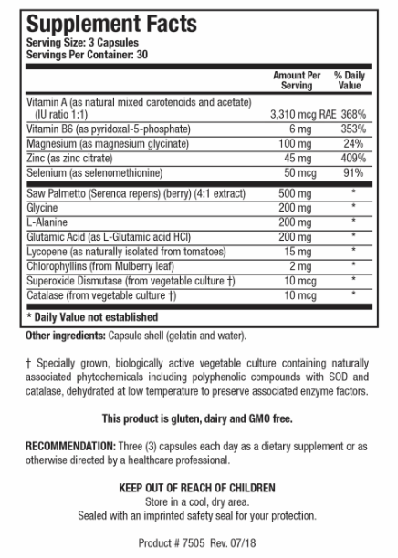 Palmetto-Plus Forte (Biotics Research) Supplement Facts