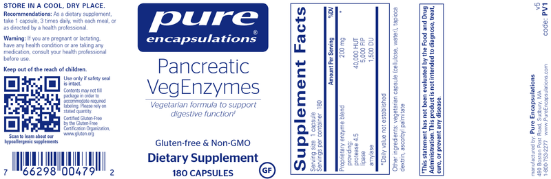 Pancreatic VegEnzymes (Pure Encapsulations) label