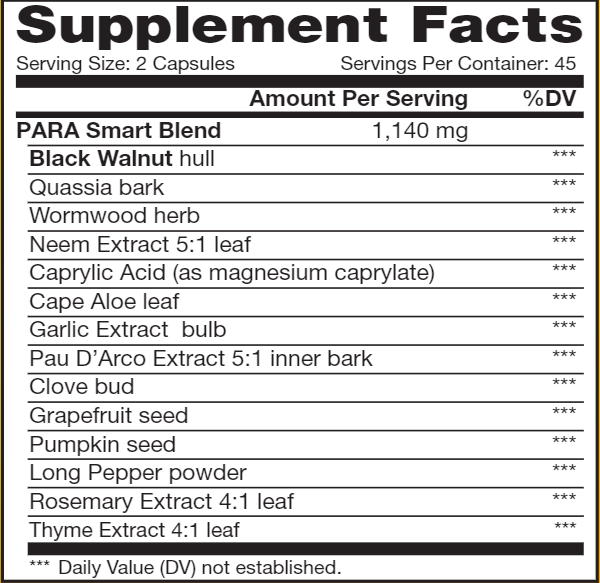 Para Smart 15 Day Program (Renew Life) Supplement Facts