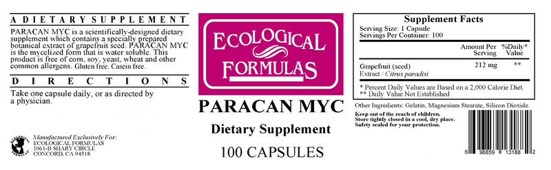 Paracan MYC 200 mg (Ecological Formulas) Label