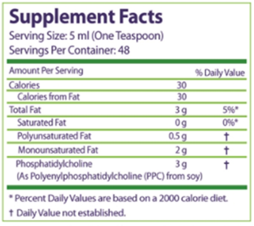 PhosChol PPC 3000mg (Nutrasal (PhosChol)) 8oz Supplement Facts