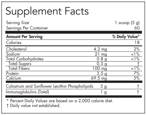 Phospholipid Colostrum (Nutricology) Supplement Facts