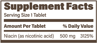 Plain Niacin IR (Endurance Product Company) Supplement Facts