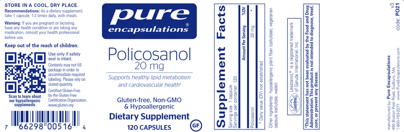 Policosanol 20 mg 120 Count