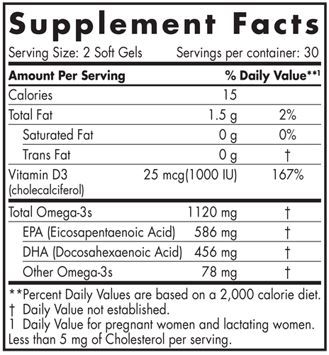 Postnatal Omega-3 60 Soft Gels Lemon (Nordic Naturals) Supplement Facts