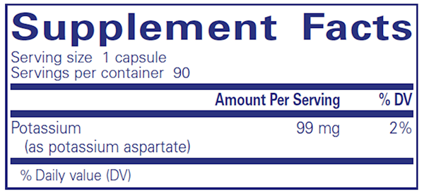 Potassium (Aspartate) 90's (Pure Encapsulations) supplement facts